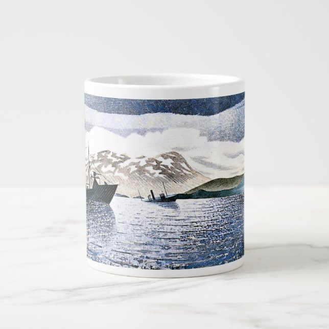 Eric Ravilious - Norway, magic realism, Large Coffee Mug (Front)