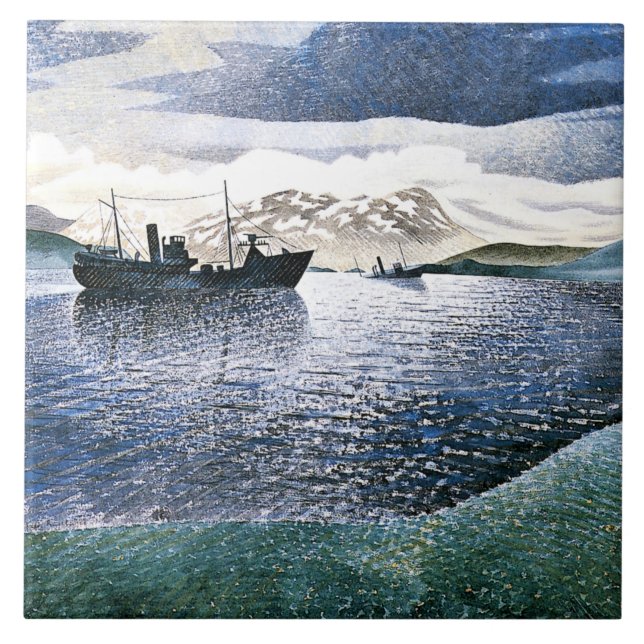 Eric Ravilious - Norway, magic realism, Tile (Front)