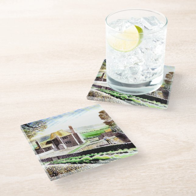 Eric Ravilious, Shepherd's Cottage, Glass Coaster (Angled)