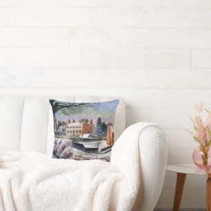 Eric Ravilious - The Vicarage in Winter Throw Pillow