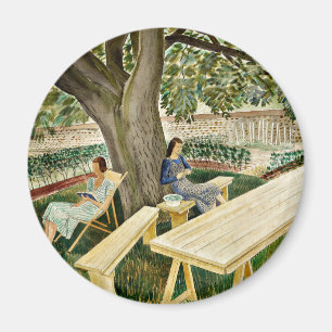 Eric Ravilious - Two Women in a Garden, fine art Magnet