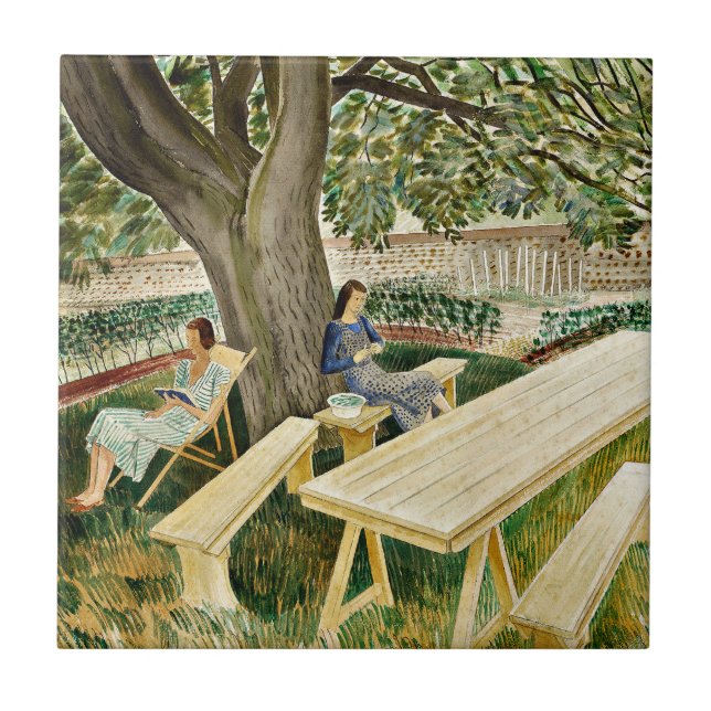 Eric Ravilious, Two Women in a Garden, Tile (Front)