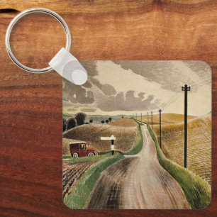 Eric Ravilious--Wiltshire Landscape, Keychain