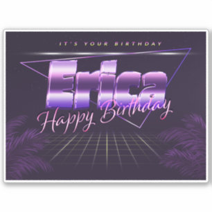 Erica Name Vorname lila retro Sticker Geburtstag