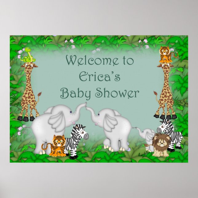 Erica's Jungle Baby Shower Poster (Front)