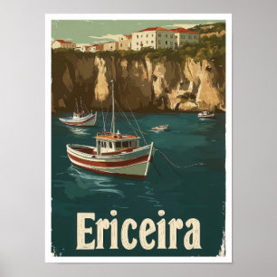 Ericeira Portugal Art Vintage Travel Illustration Poster