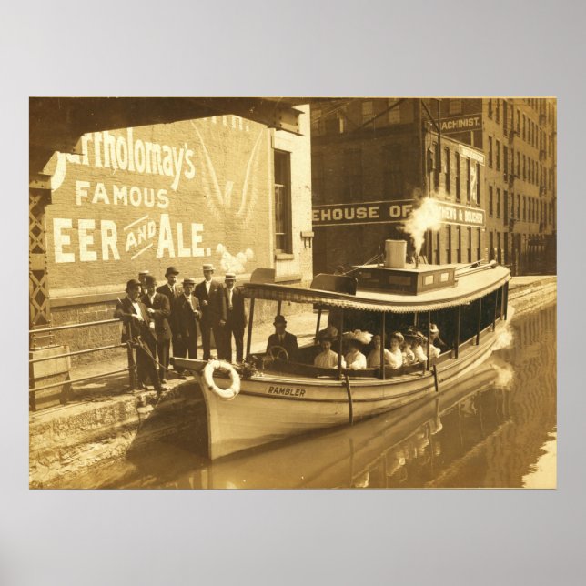 Erie Canal at Exchange St in downtonw Rochester NY Poster (Front)