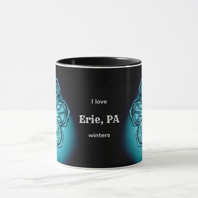 Erie PA I Love Custom City Winters Snowflake Mug (Center)