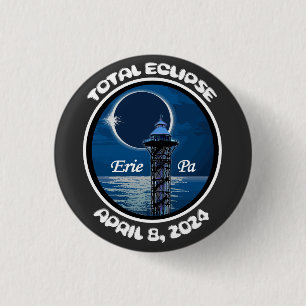 Erie Pennsylvania Total Solar Eclipse April 2024 1 Inch Round Button