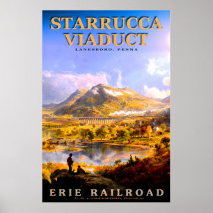 ERIE RAILROAD Starrucca Viaduct Retro Train Travel Poster