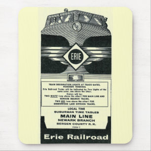 Erie Railroad Suburban Time Tables Cover 1958 Mouse Pad