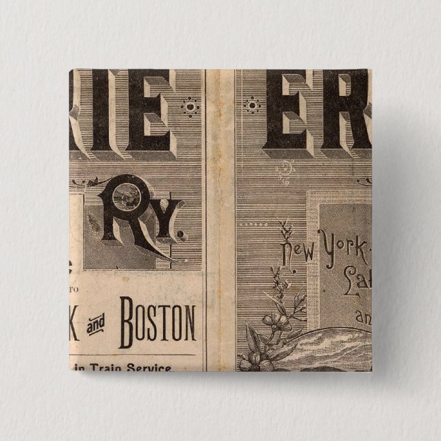 Erie Railway 2 Inch Square Button (Front)