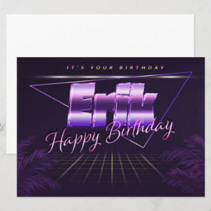 Erik Name Prénom lila retro Carte Anniversaire