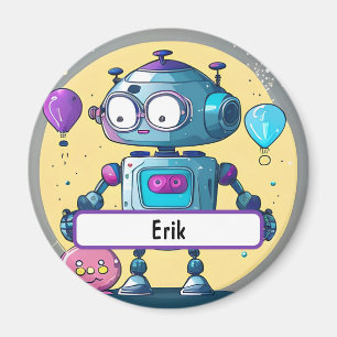 Erik the Brainy Bot With Custom Nametag Magnet