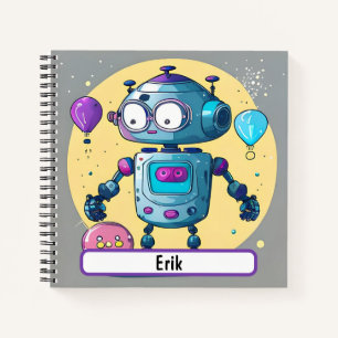 Erik the Brainy Bot With Custom Nametag Notebook
