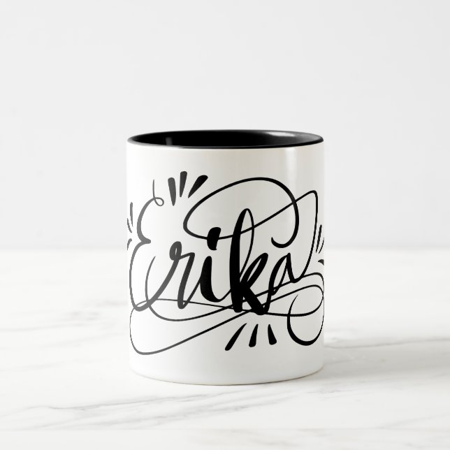 Erika - Personalized hand lettered mug with name (Center)
