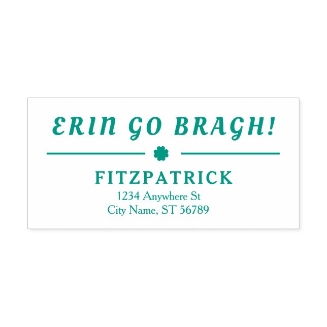 Erin Go Bragh 4 Leaf Clover Underline Address Self-inking Stamp (Design)