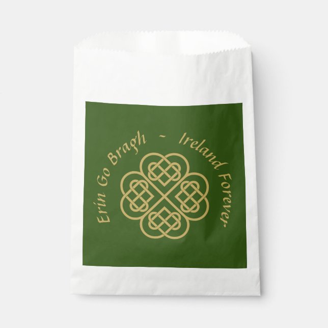 Erin Go Bragh Gold Celtic Shamrock  Favour Bag (Front)
