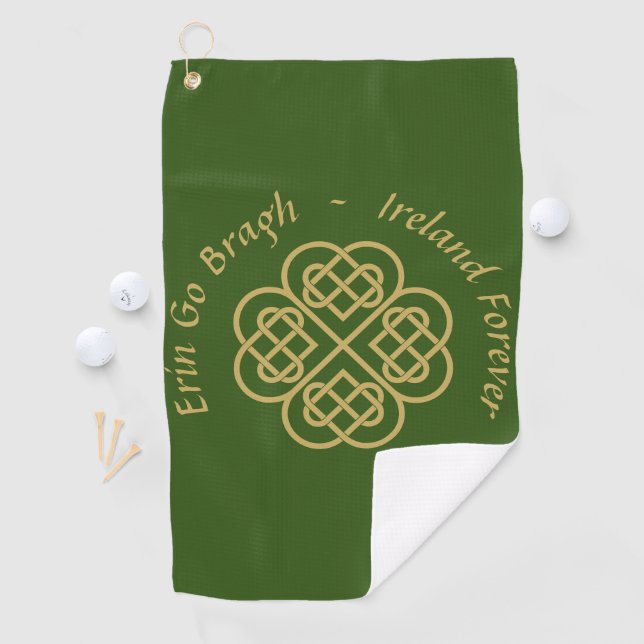 Erin Go Bragh Gold Celtic Shamrock  Golf Towel (InSitu)