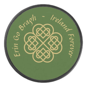 Erin Go Bragh Gold Celtic Shamrock Hockey Puck