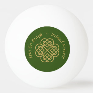 Erin Go Bragh Gold Celtic Shamrock  Ping Pong Ball