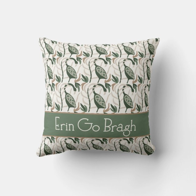 Erin go Bragh Irish Bird Pattern Throw Pillow (Back)