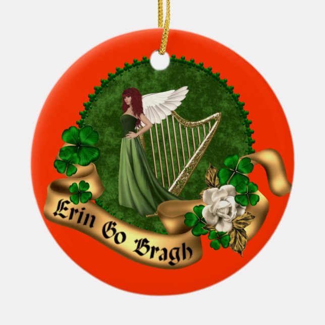 Erin Go Bragh Irish Ceramic Ornament (Front)