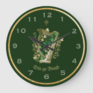 Erin Go Bragh Irish Harp Wall Clock