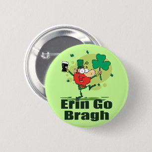 Erin Go Bragh Leprechaun with Stout 2 Inch Round Button