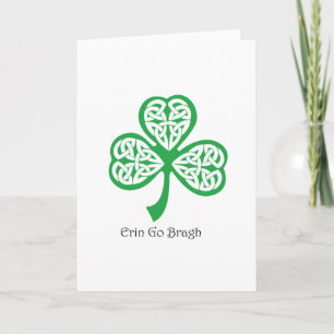 Erin Go Bragh shamrock with celtic knotwork Card
