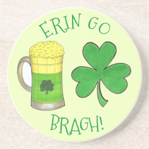 Erin Go Bragh St Patrick's Day Shamrock Beer Green Coaster
