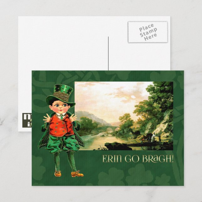 Erin Go Bragh. Vintage Little Irish Boy Postcard (Front/Back)