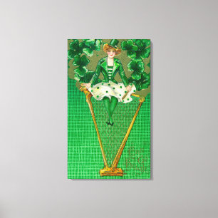Erin Go Bragh Woman on Harp Scene Canvas Print