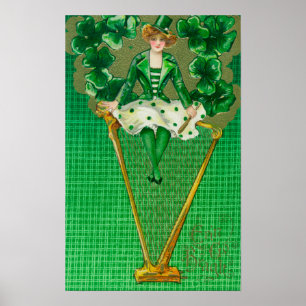 Erin Go Bragh Woman on Harp Scene Poster