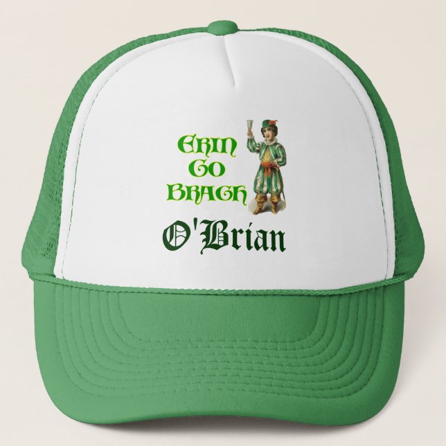 Erin Go Braugh Personalizeable Irish Saying Trucker Hat (Front)