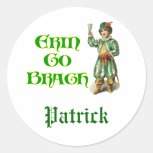 Erin Go Braugh Vintage Art Irish Saying Classic Round Sticker