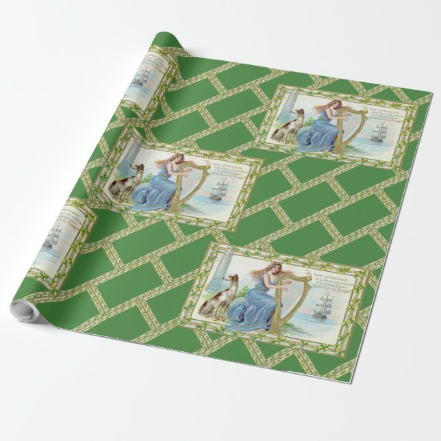 Erin Mavourneen St. Patrick's Day Wrapping Paper (Unrolled)