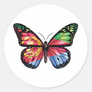 Eritrea butterfly monarch flag classic round sticker