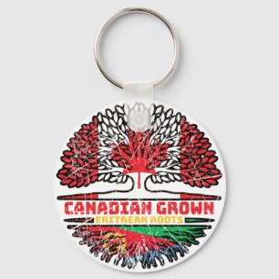 Eritrea Eritrean Canadian Canada Tree Roots Flag Keychain