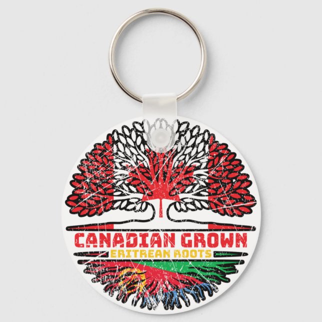Eritrea Eritrean Canadian Canada Tree Roots Flag Keychain (Front)