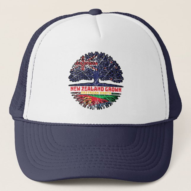 Eritrea Eritrean New Zealander New Zealand Tree Trucker Hat (Front)
