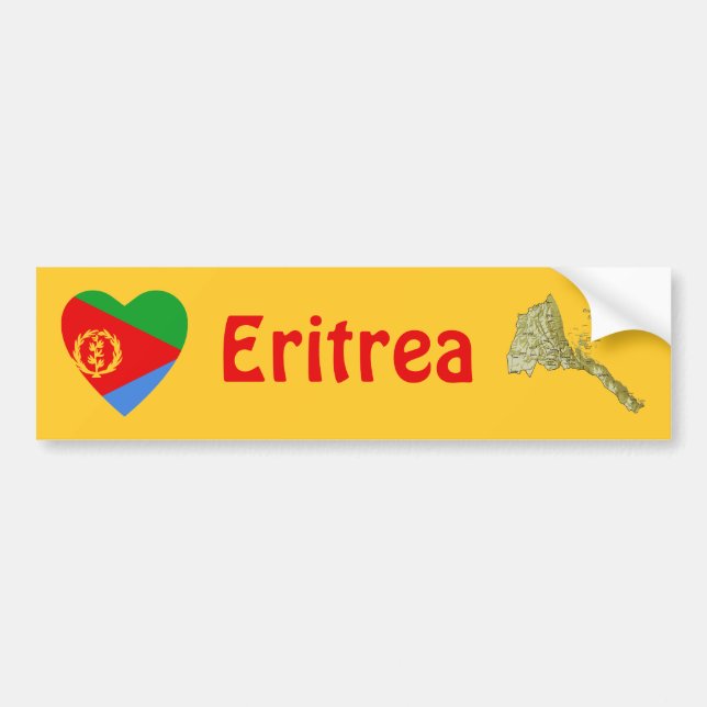 Eritrea Flag Heart + Map Bumper Sticker (Front)