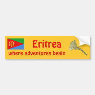 Eritrea Flag + Map Bumper Sticker