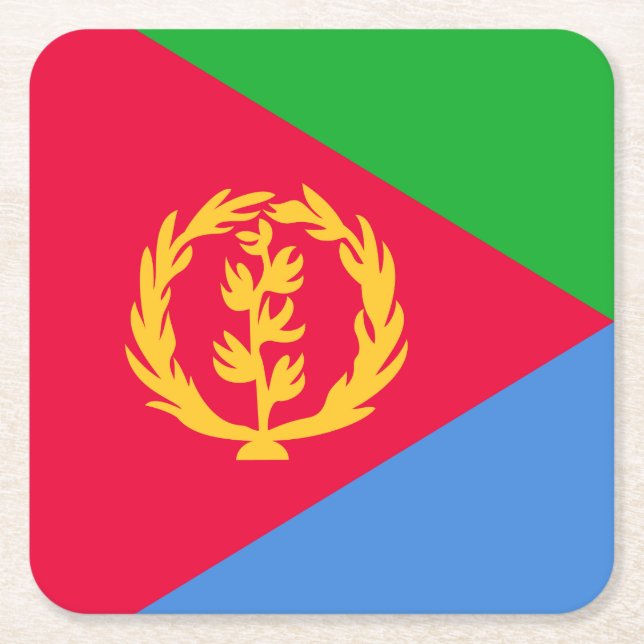 Eritrea Flag Square Paper Coaster (Front)