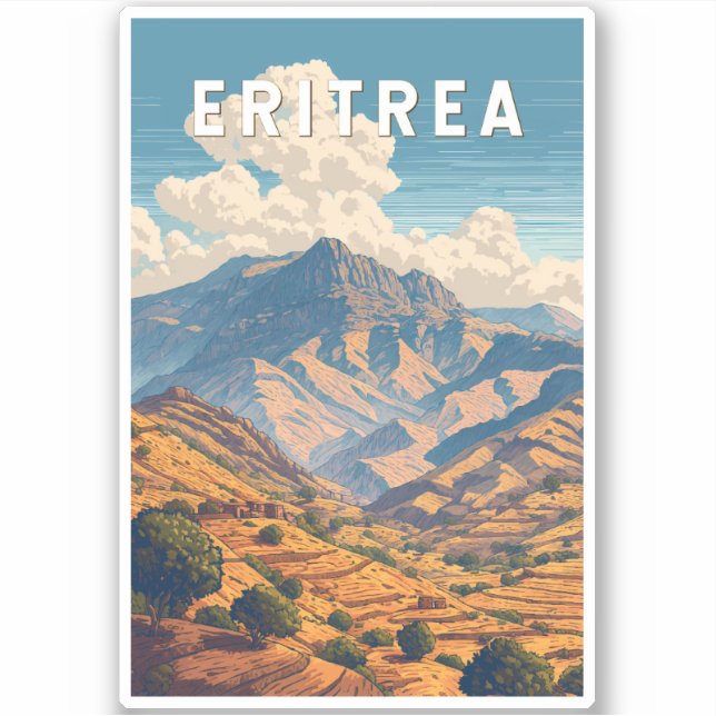 Eritrea Illustration Travel Art Vintage (Front)