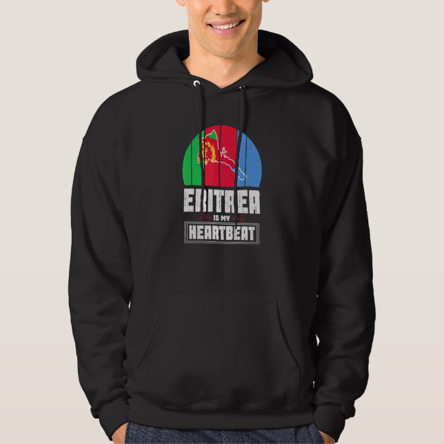 Eritrea Is My Heartbeat Love Eritrea Flag Map Erit Hoodie (Front)