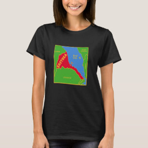 Eritrea Political map in flag colours. Neighbourin T-Shirt