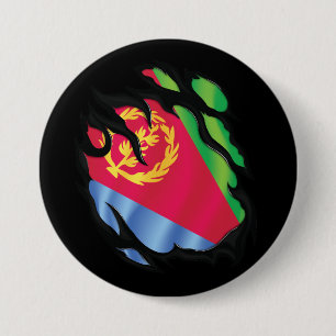 Eritrea Ripped Flag 3 Inch Round Button