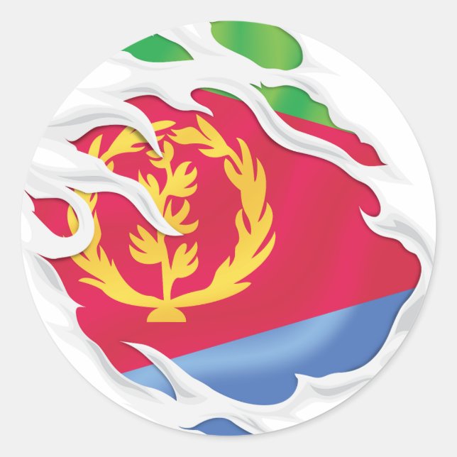 Eritrea Ripped Flag Classic Round Sticker (Front)