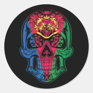 Eritrea  Skull And Roses Flag Classic Round Sticker